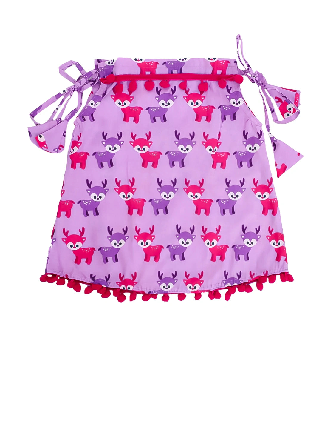 BownBee Infants Pure Cotton Printed Sleeves Jhabla Set for Girls | Soft & Comfortable Baby Wear- White