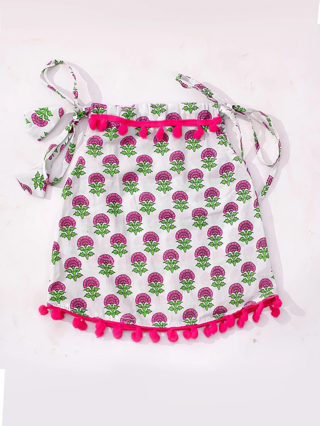 BownBee Infants Pure Cotton Printed Sleeves Jhabla Set for Girls | Soft & Comfortable Baby Wear- White