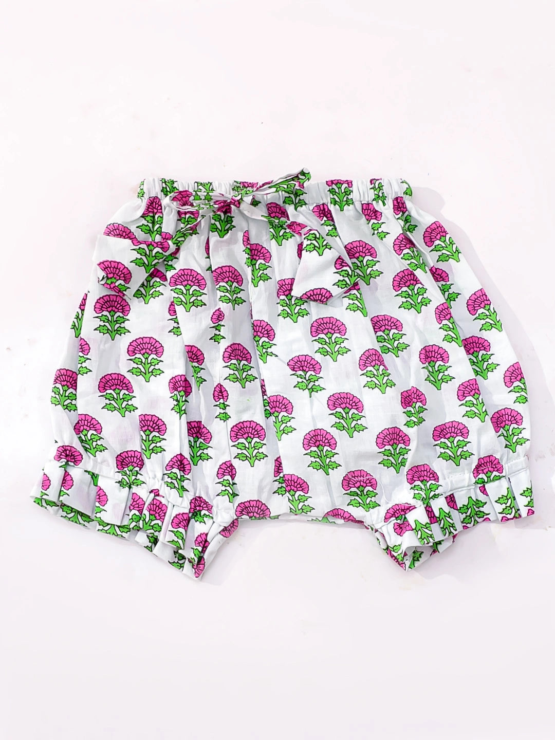 BownBee Infants Pure Cotton Printed Sleeves Jhabla Set for Girls | Soft & Comfortable Baby Wear- White