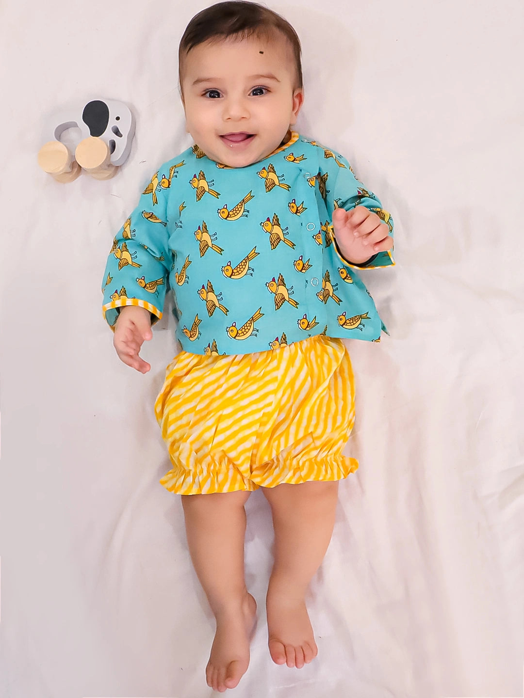 BownBee Full Sleeves Jhabla & Shorts Set For Infant Girls