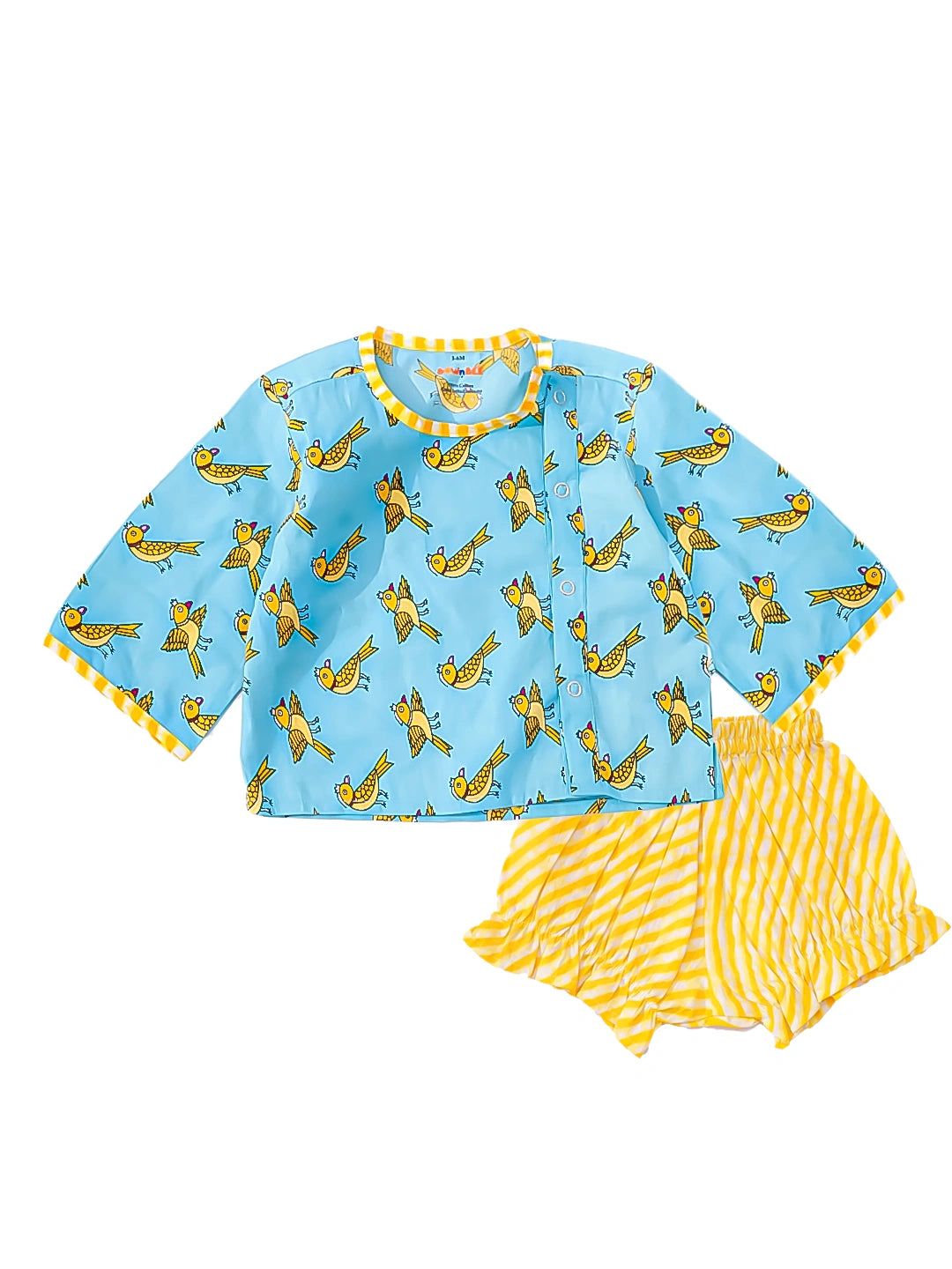 BownBee Full Sleeves Jhabla & Shorts Set For Infant Girls