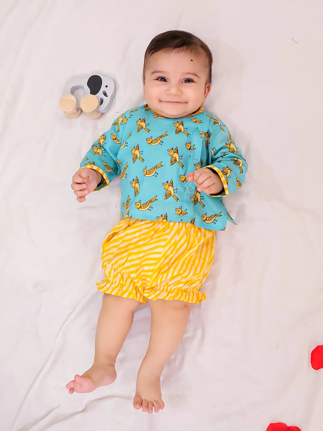BownBee Full Sleeves Jhabla & Shorts Set For Infant Girls