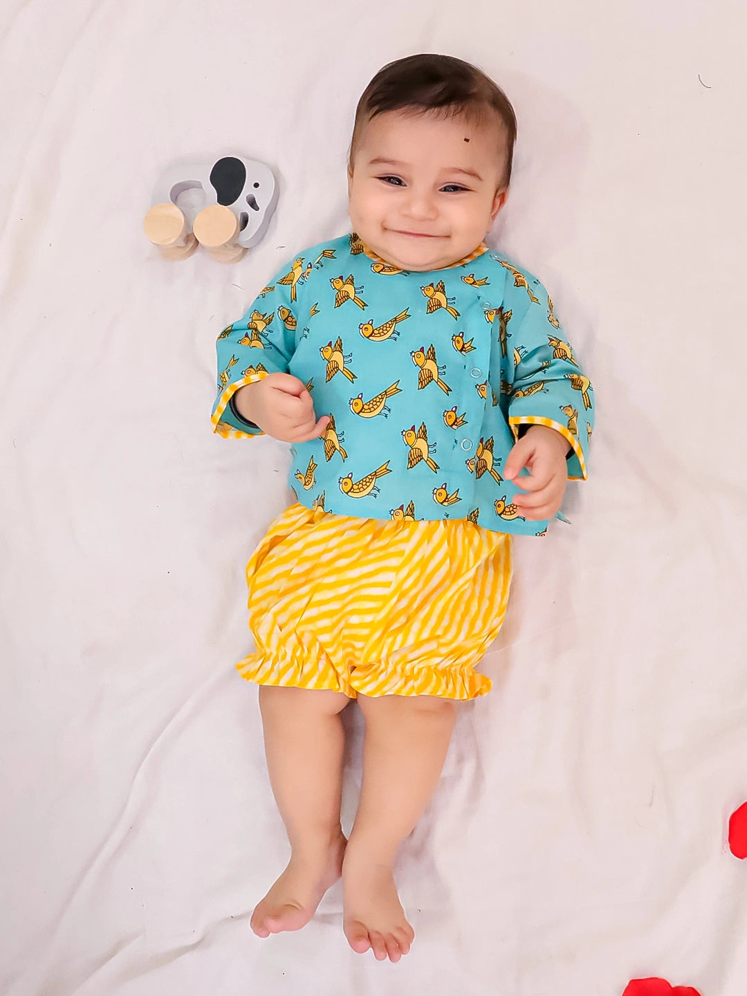 BownBee Full Sleeves Jhabla & Shorts Set For Infant Girls