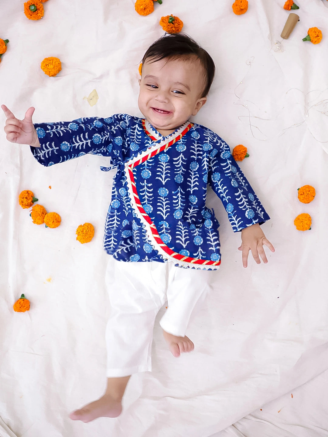 Bownbee Boys Cotton Kurta Pajama For Infants  - Animal Print - Pink