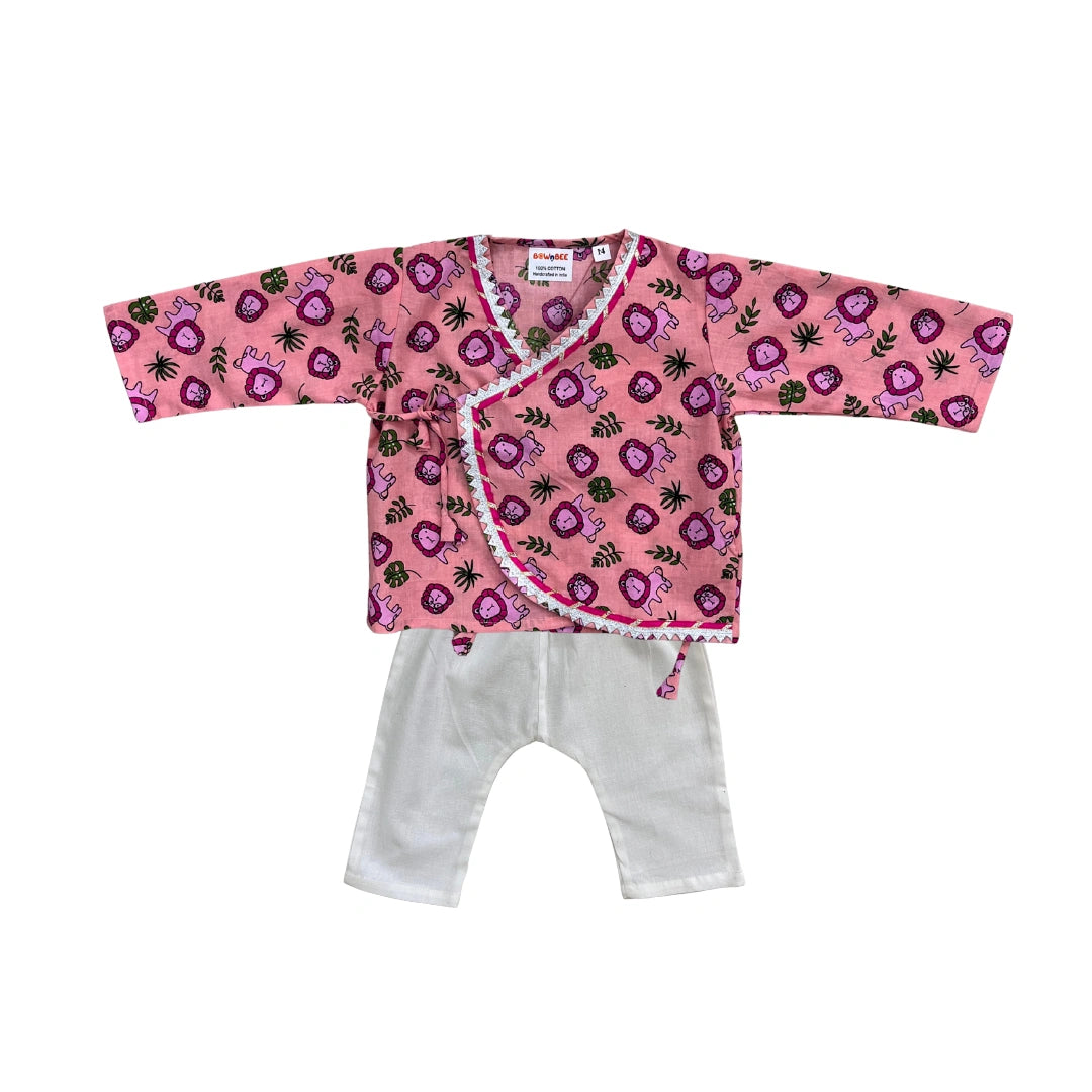 Bownbee Boys Cotton Kurta Pajama For Infants  - Floral - Blue