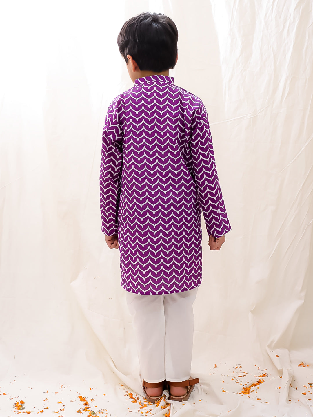 BownBee Festive Lehenga Choli & Kurta Pajama Sibling Set - Purple
