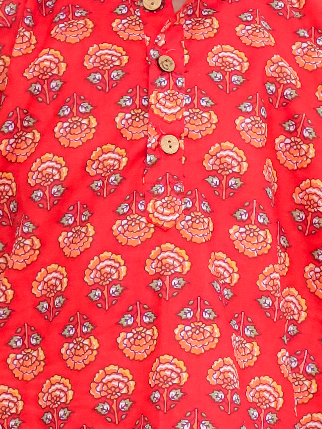 BownBee Festive Lehenga Choli & Kurta Pajama Sibling Set - Red