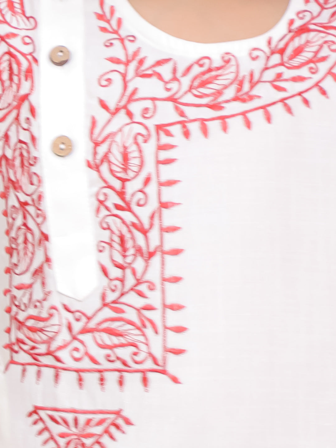 BownBee Embroidered Bengali Style Kurta with pajama for Boys- White