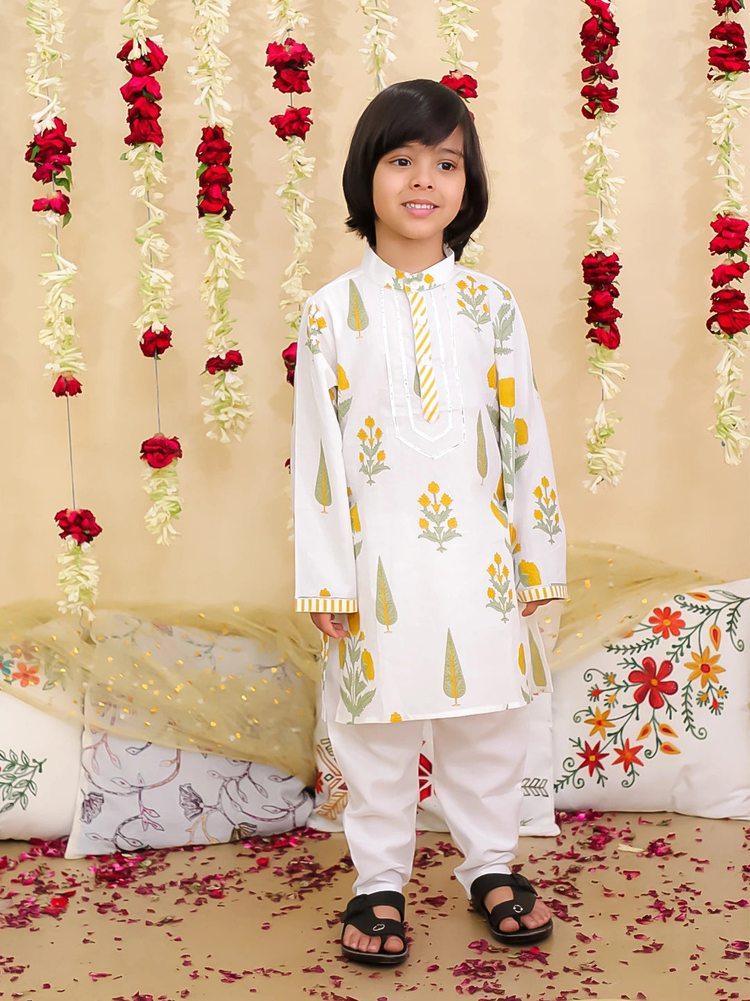 BownBee Pure Cotton Full Sleeves Kurta Pajama for Boys | Comfortable Ethnic Wear – Pink