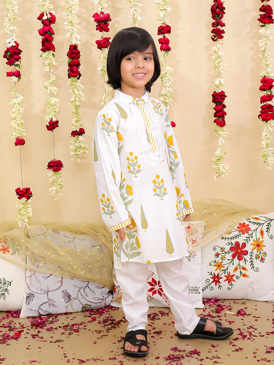 BownBee Pure Cotton Full Sleeves Kurta Pajama for Boys | Comfortable Ethnic Wear – Pink