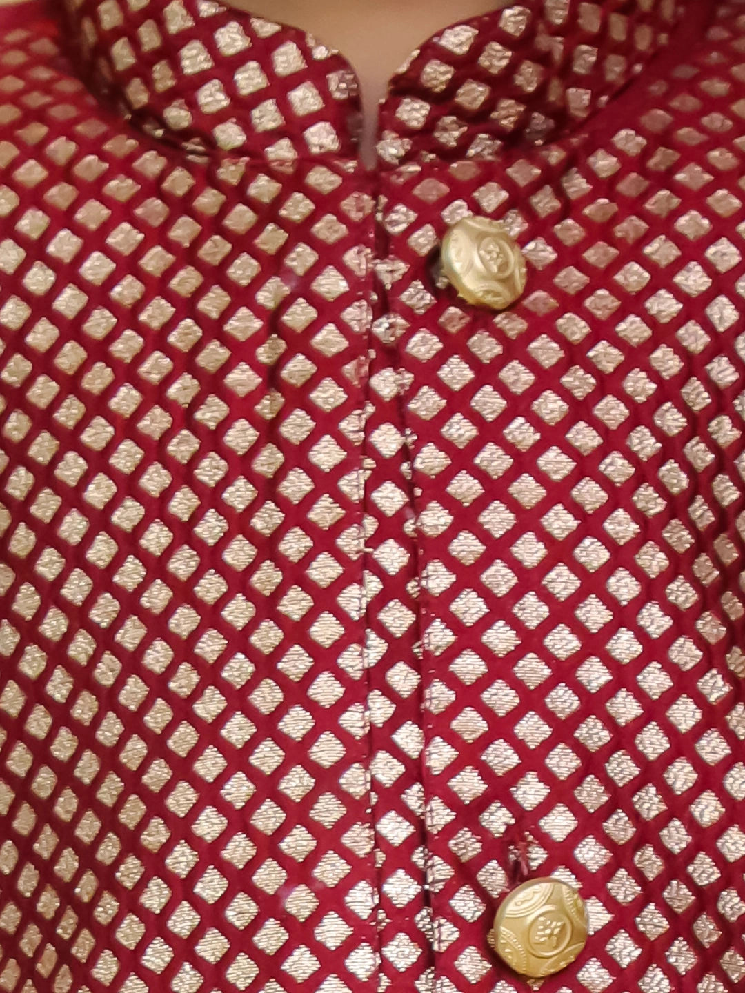 BownBee Jacquard Jacket with Solid Cotton Kurta Pajama Set for Boys- Lilac