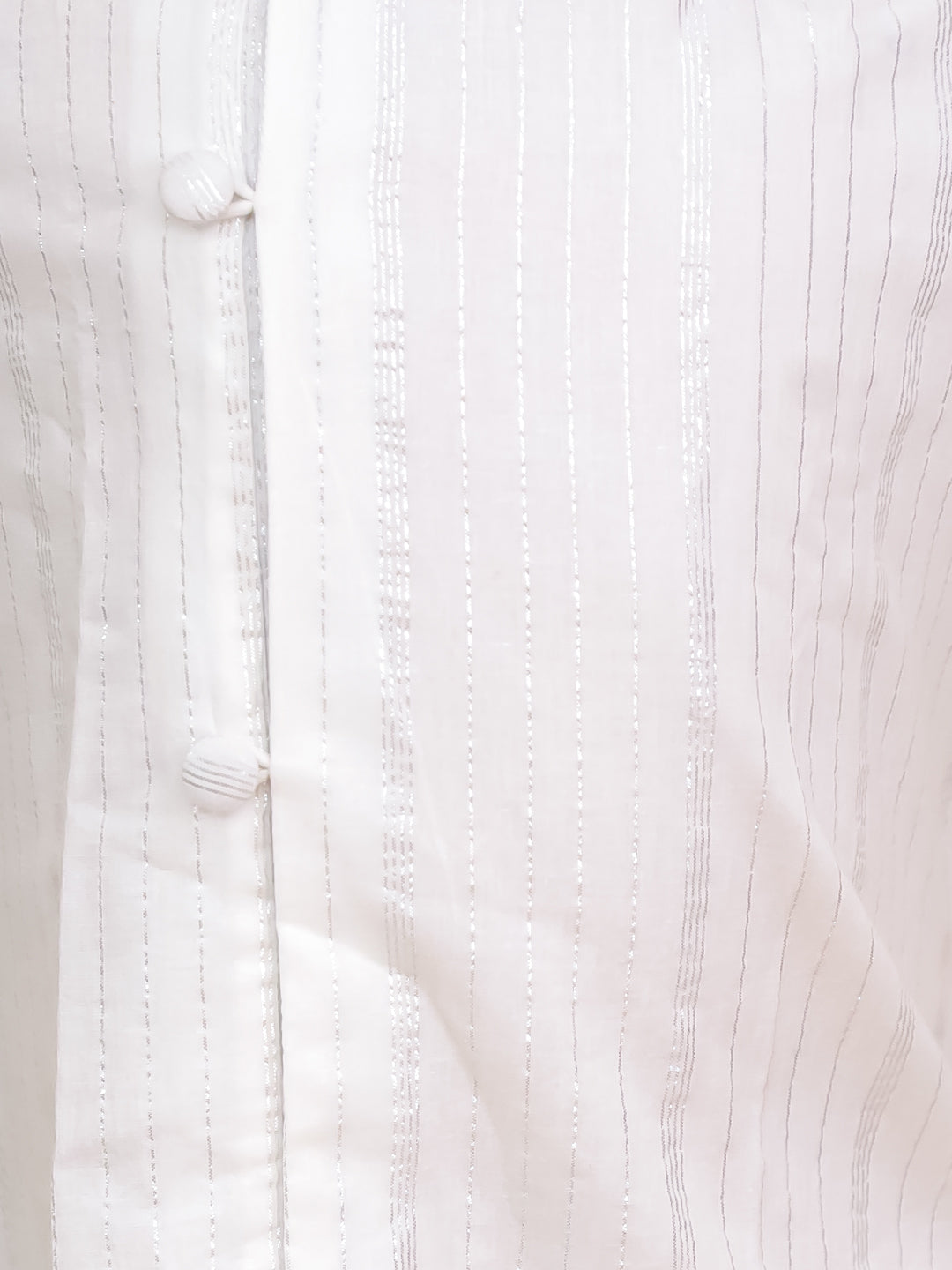 BownBee Pure Cotton Lurex Kurta Pajama Set for Boys | Festive Traditional Wear – White (Pre-Order)