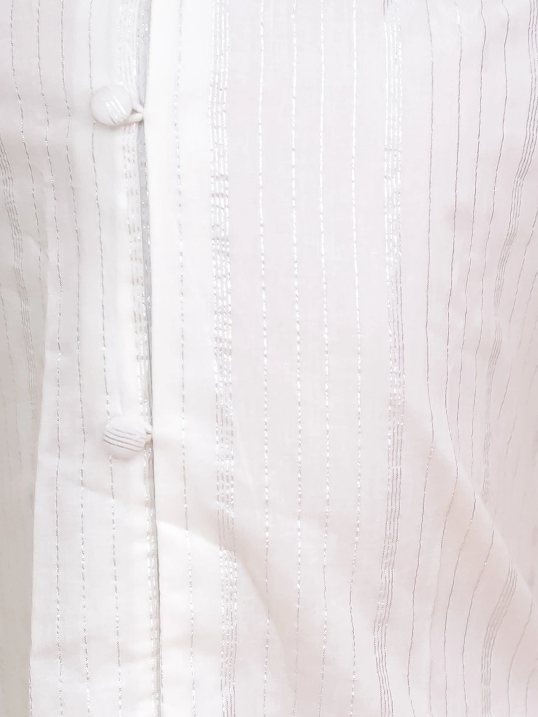 BownBee Pure Cotton Lurex Kurta Pajama Set for Boys | Festive Traditional Wear – White (Pre-Order)