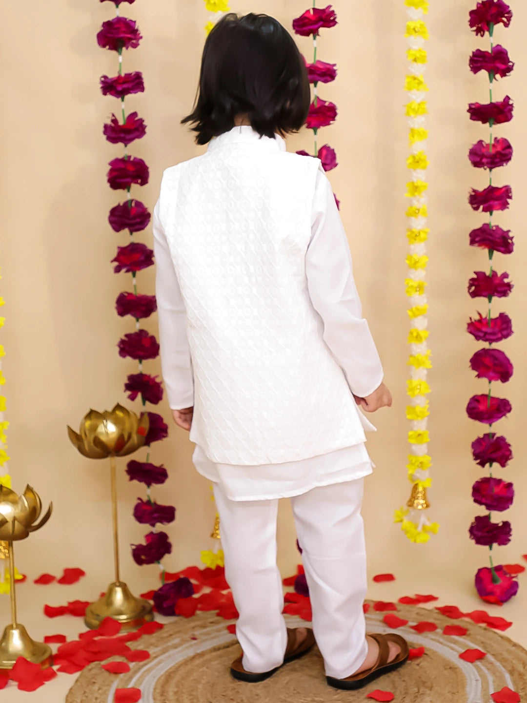 BownBee Chikakari Attach Jacket With Kurta Pajama Set For Boys