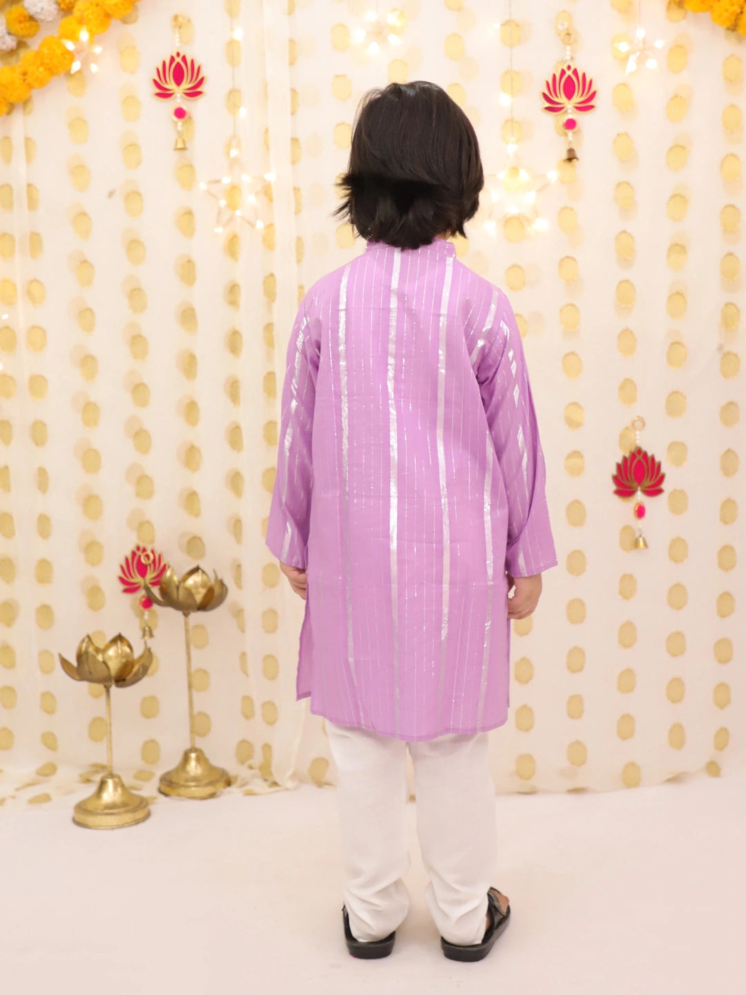 BownBee Pure Cotton Lurex Kurta Pajama Set For Boys