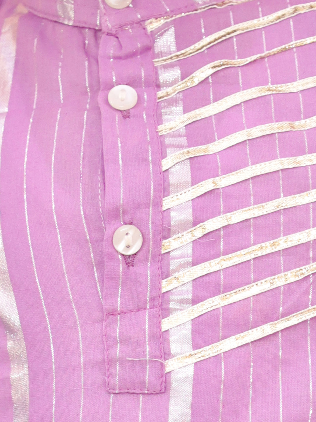 BownBee Pure Cotton Lurex Kurta Pajama Set For Boys - Lilac