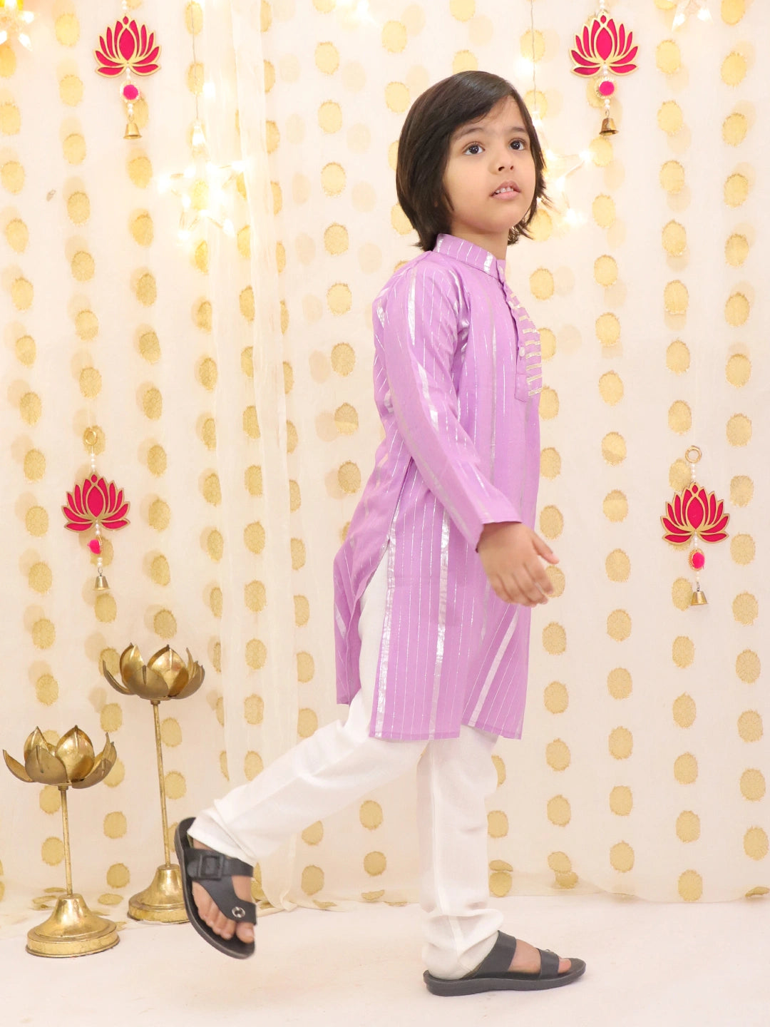 BownBee Pure Cotton Lurex Kurta Pajama Set For Boys