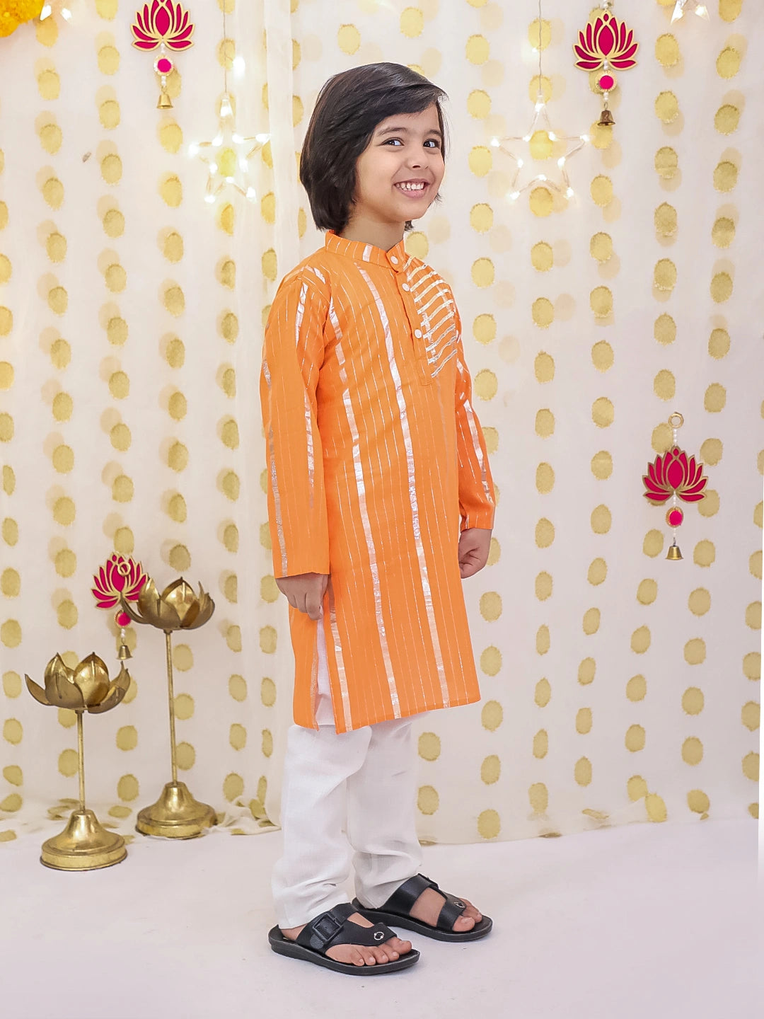 BownBee Pure Cotton Lurex Kurta Pajama Set For Boys