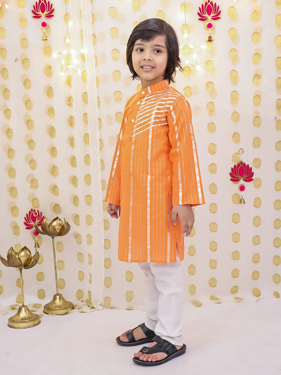 BownBee Pure Cotton Lurex Kurta Pajama Set For Boys