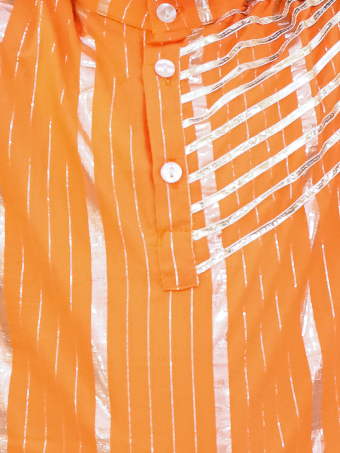 BownBee Pure Cotton Lurex Kurta Pajama Set For Boys - Orange