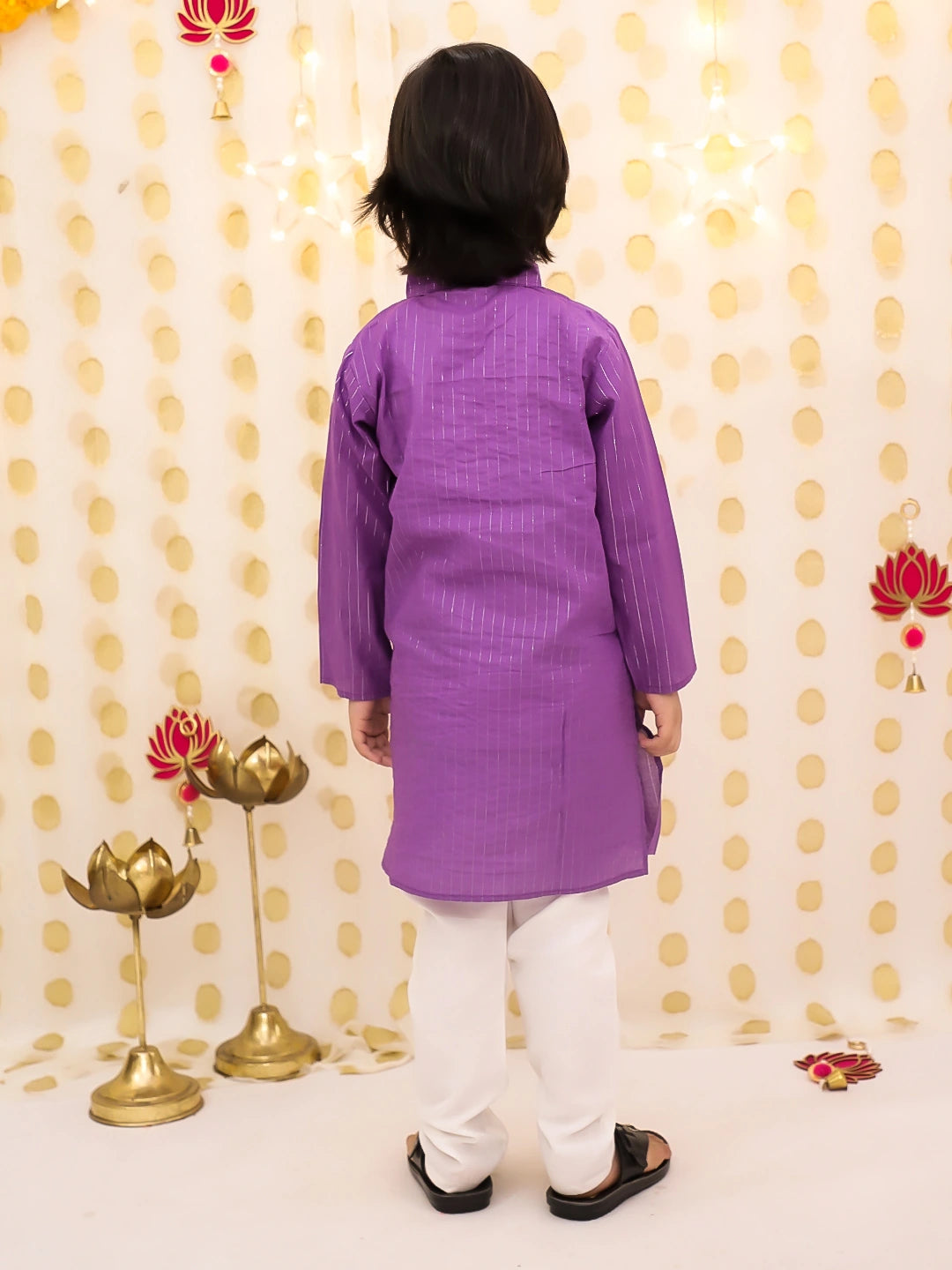BownBee Pure Cotton Lurex Kurta Pajama Set For Boys