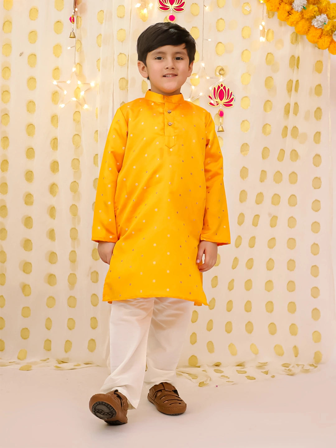 BownBee Festive FullSleeves Silk Kurta Pajama Set For Boys