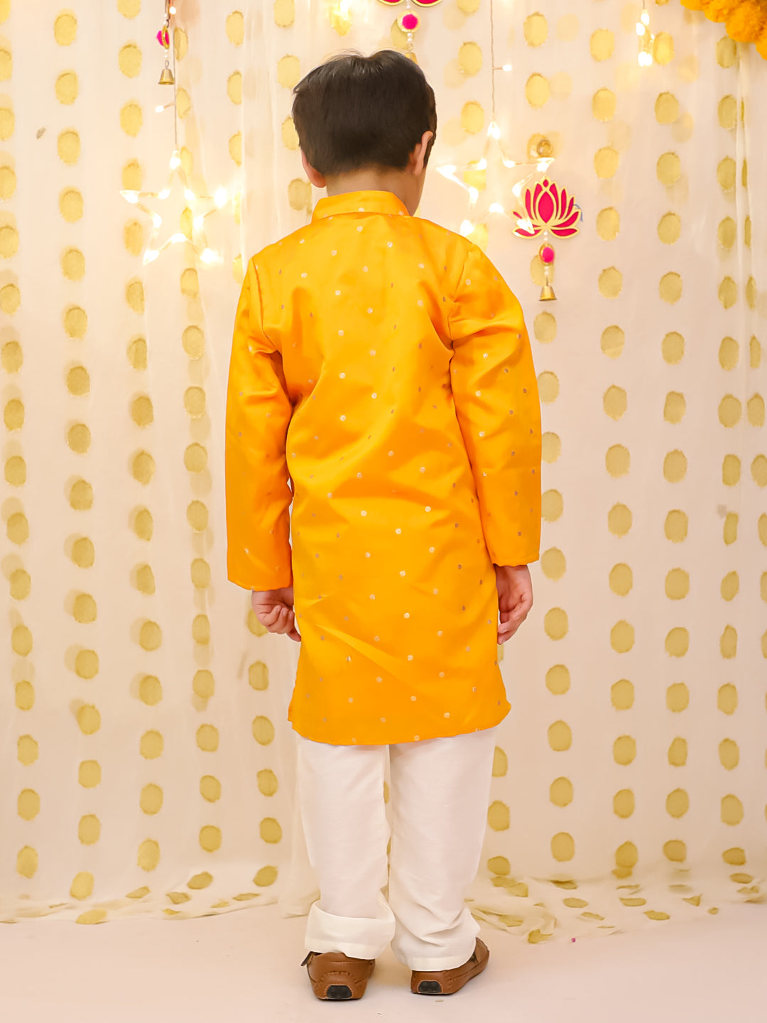 BownBee Festive Silk Ethnic Suit & Kurta Pajama Sibling Set - Orange
