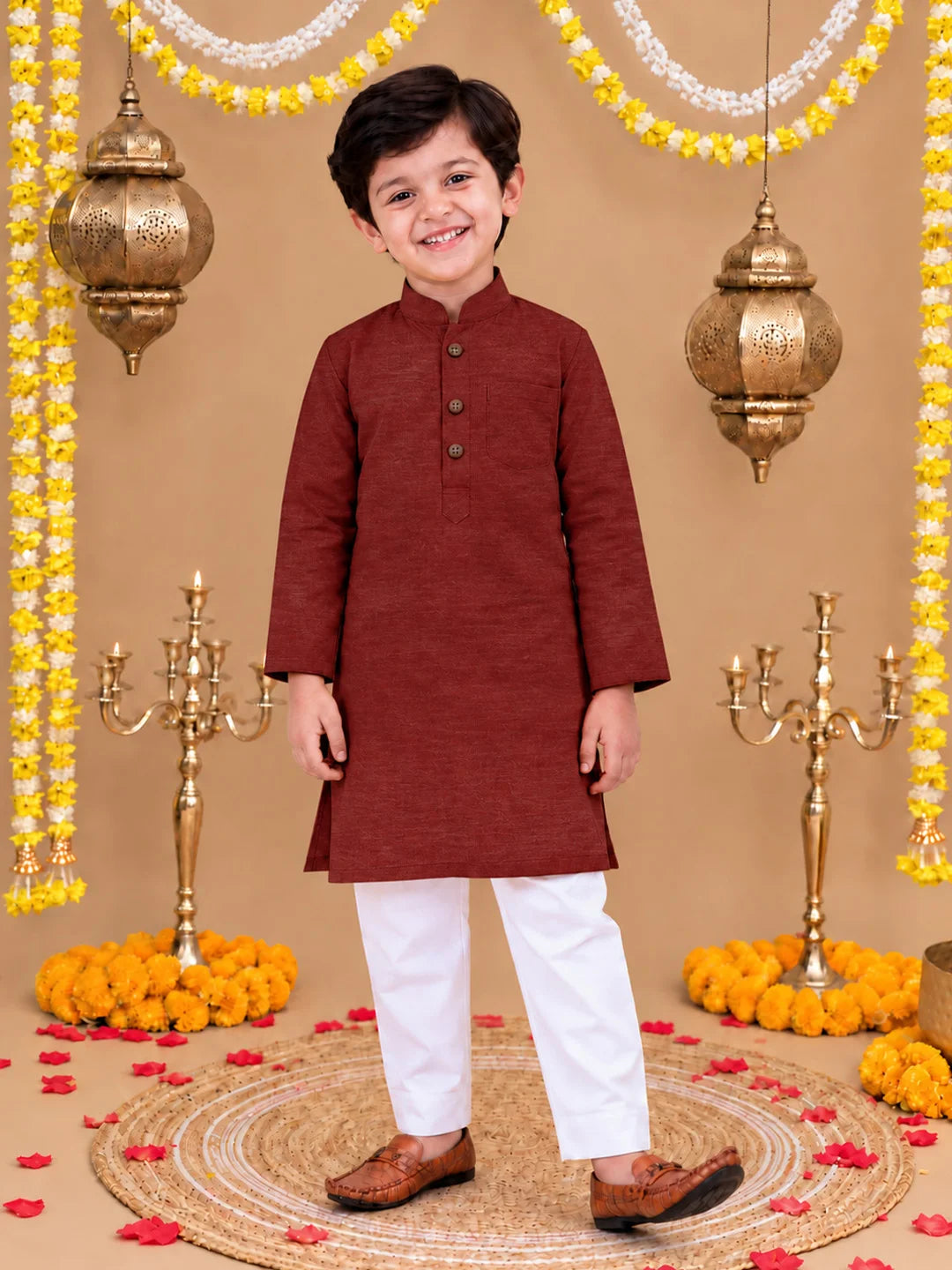 BownBee Full Sleeve Cotton Kurta Pajama Set For Boys