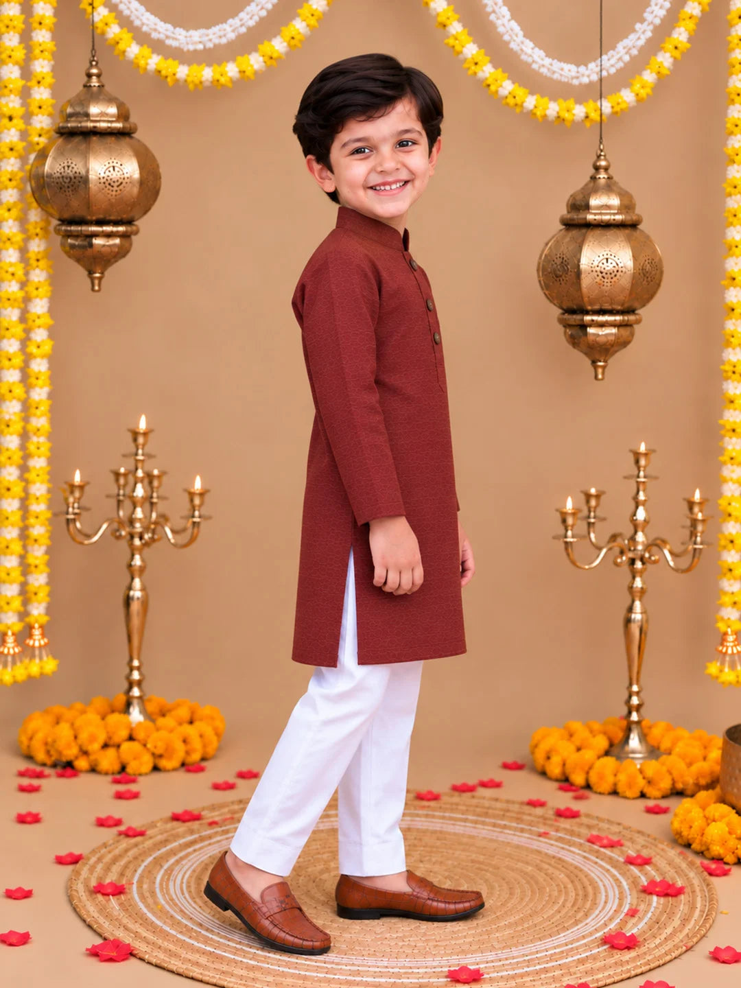 BownBee Full Sleeve Cotton Kurta Pajama Set For Boys