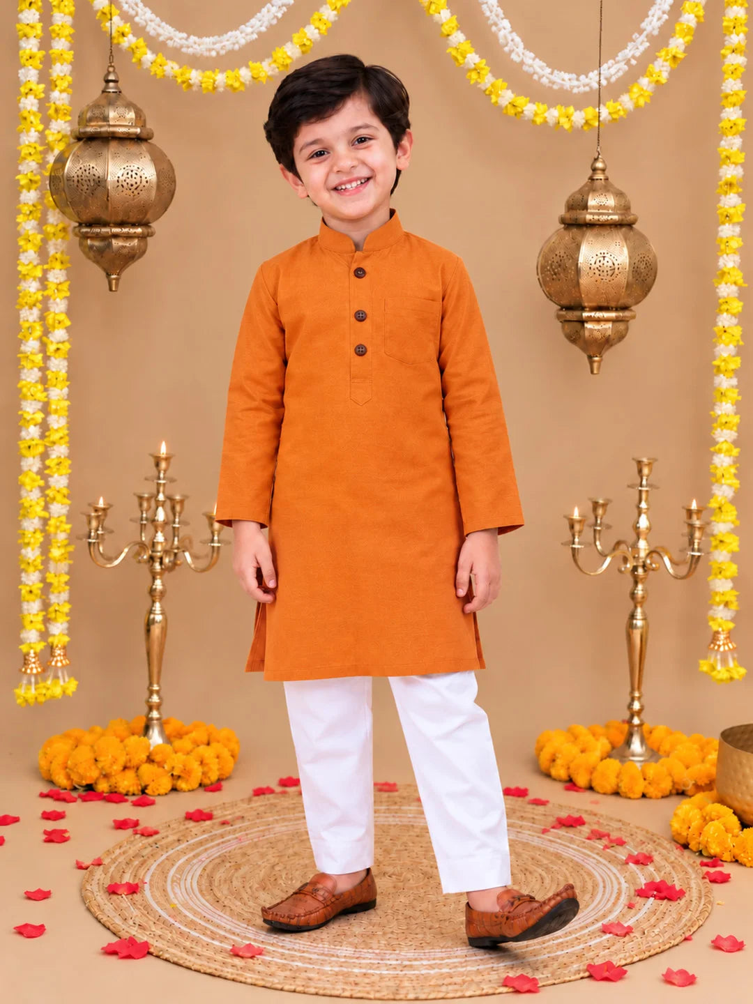 BownBee Full Sleeve Cotton Kurta Pajama Set For Boys