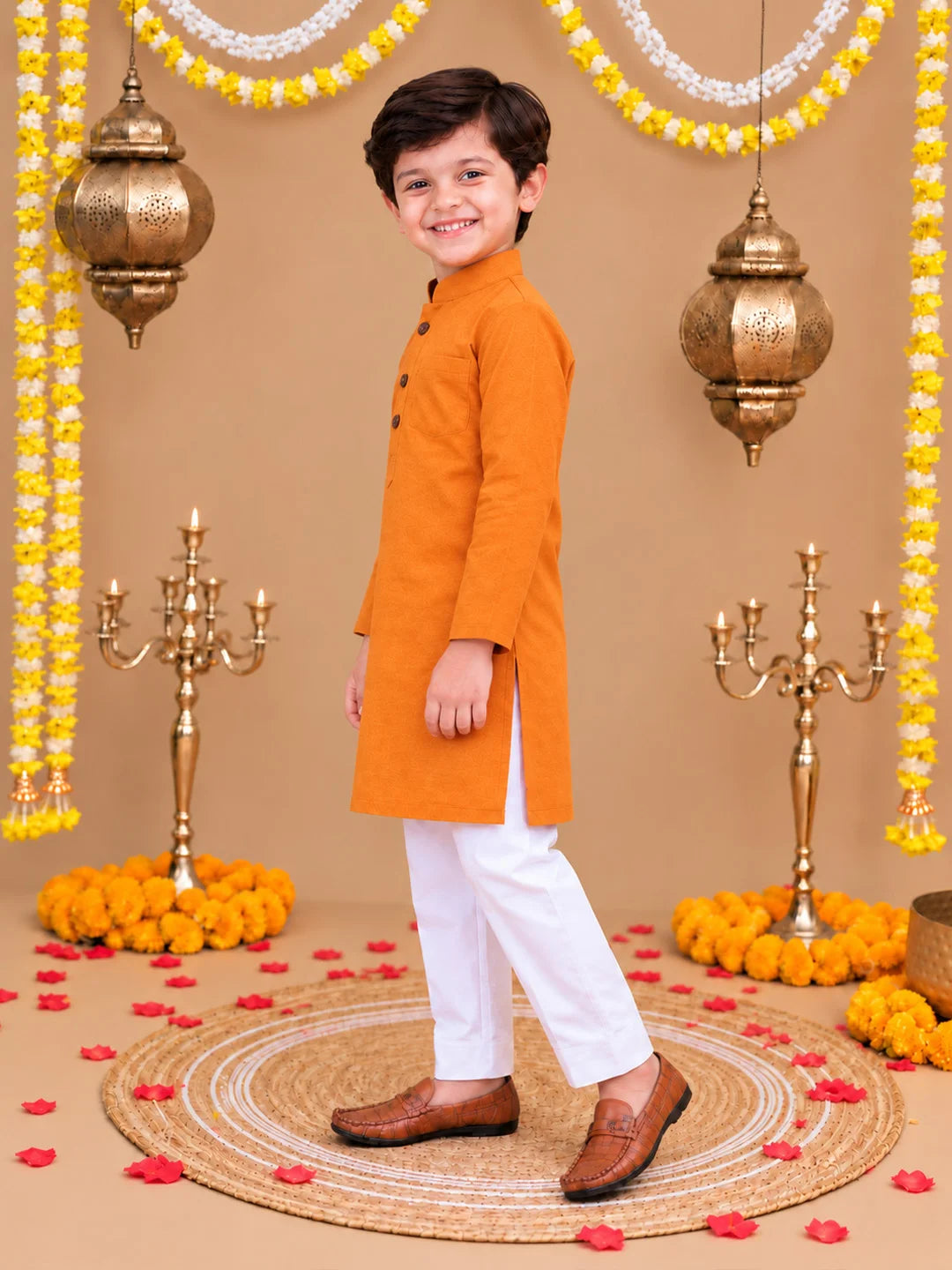 BownBee Full Sleeve Cotton Kurta Pajama Set For Boys