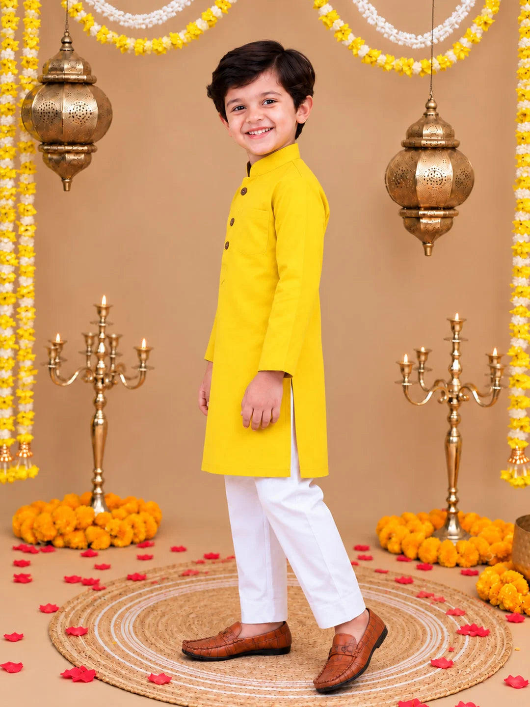 BownBee Full Sleeve Cotton Kurta Pajama Set For Boys