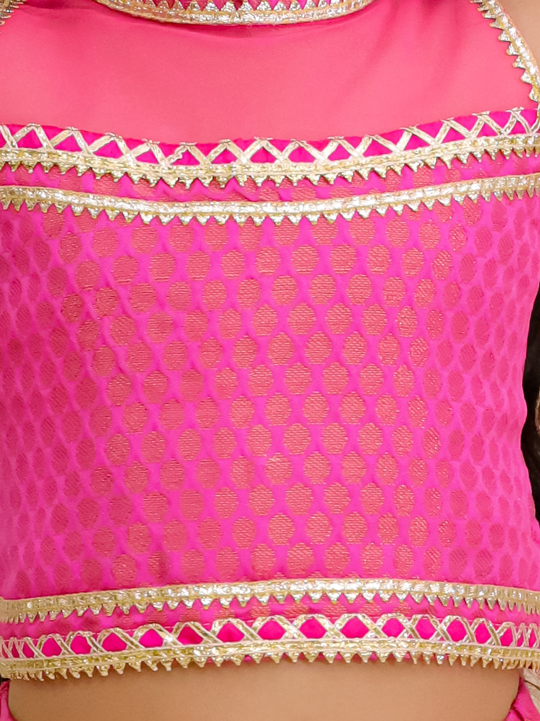 BownBee Sleeveless Halter Neck Lehenga Choli With Dupatta Set For Girls - Pink