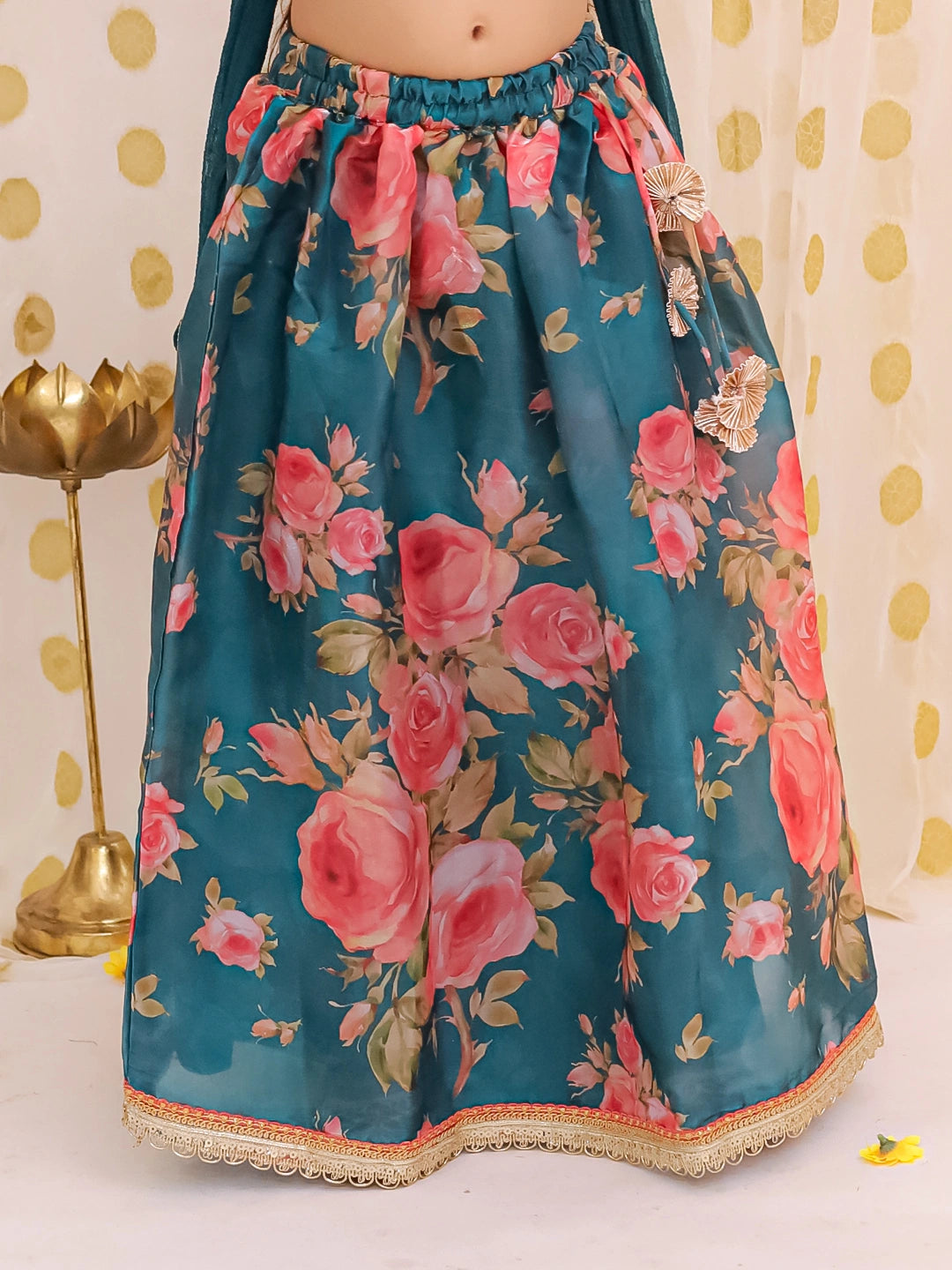 BownBee Sleeveless Jacket Style Lehenga Choli With Dupatta Set For Girls