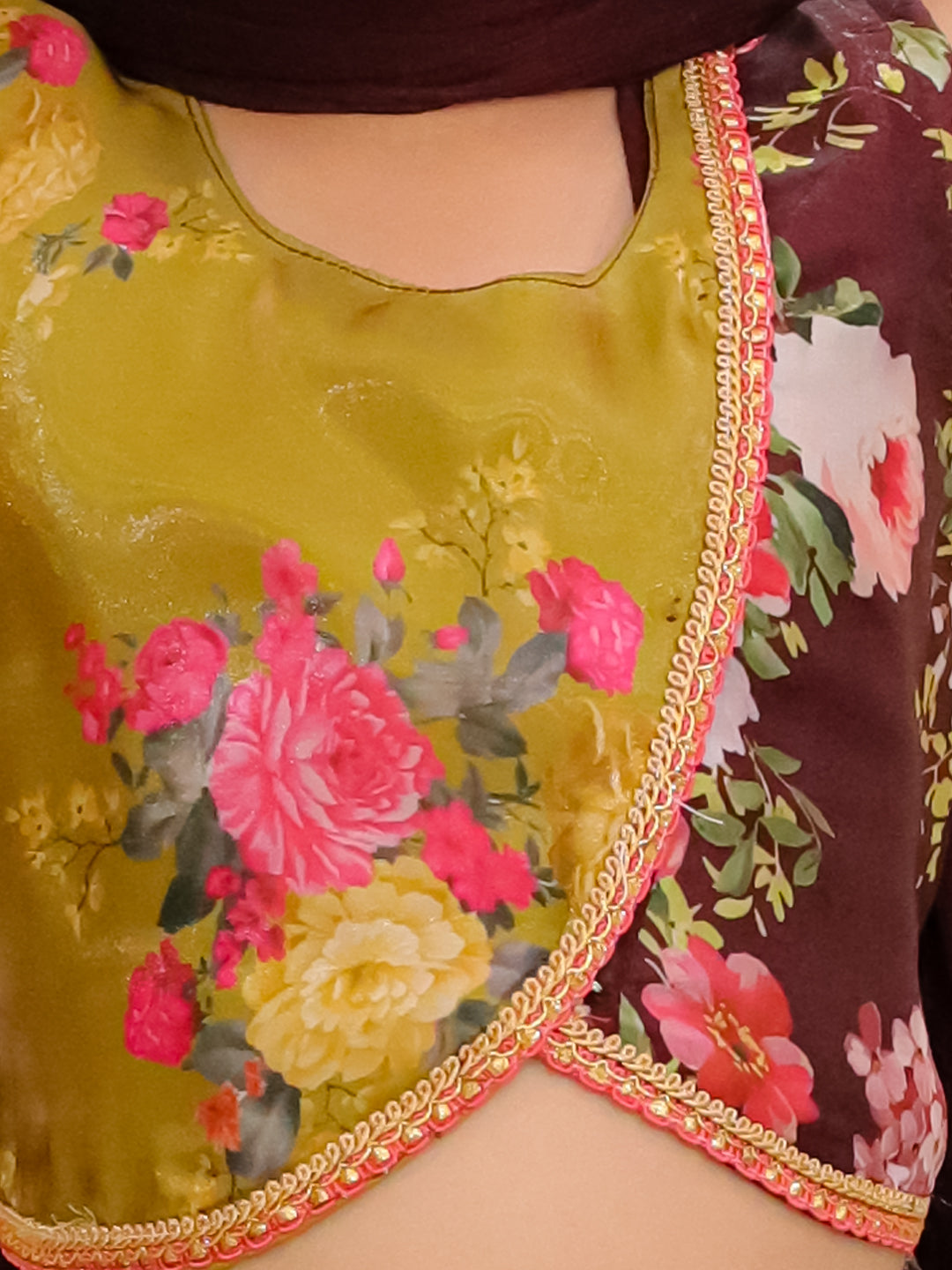 BownBee Sleeveless Jacket Style Lehenga Choli With Dupatta Set For Girls - Maroon