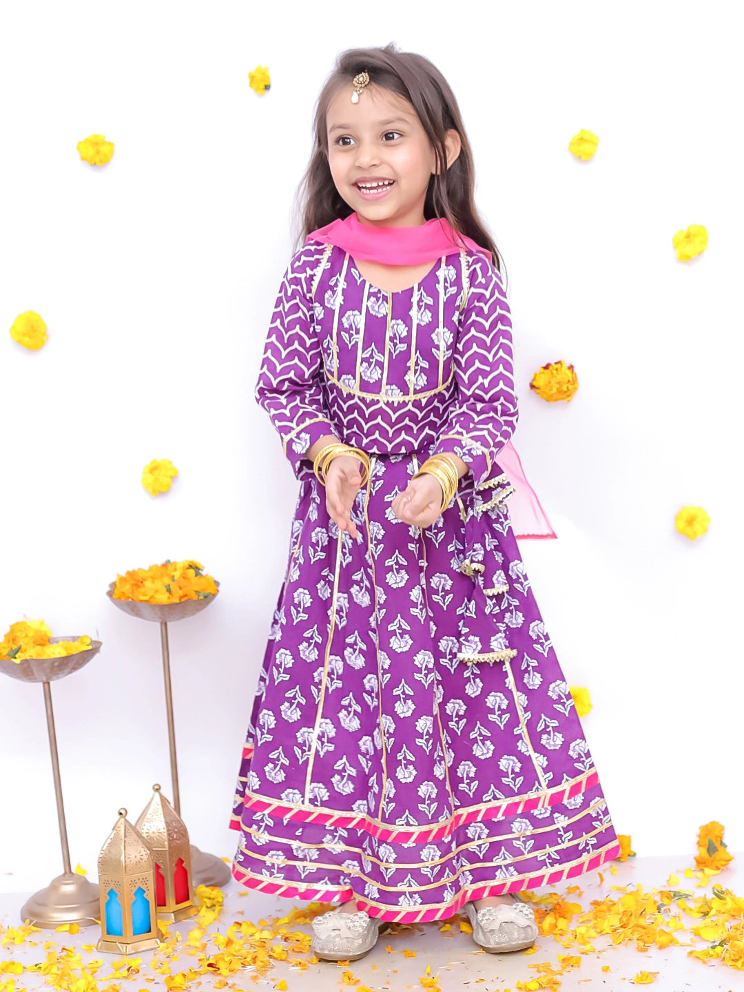 BownBee Festive Lehenga Choli & Kurta Pajama Sibling Set