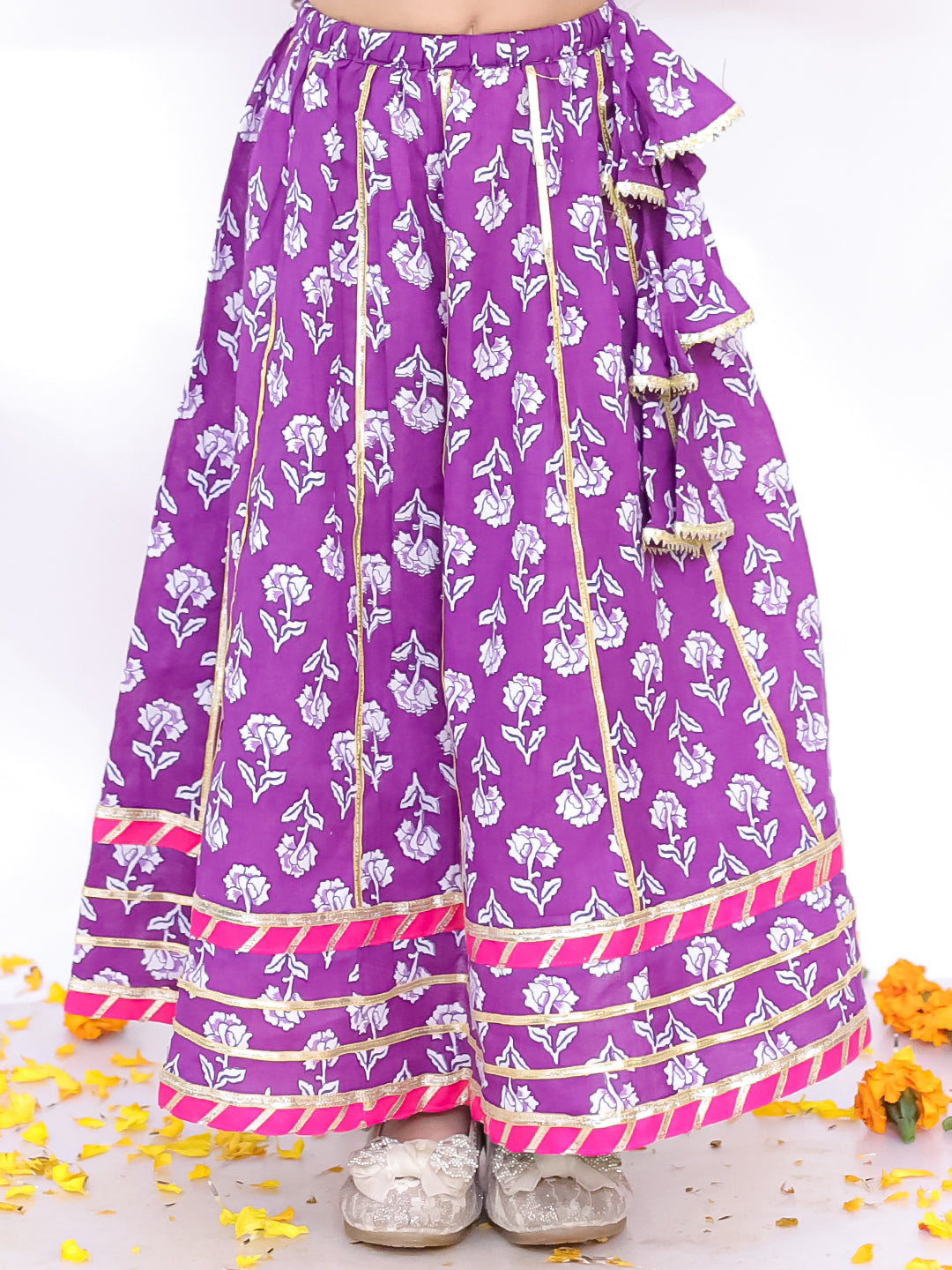 BownBee Festive Lehenga Choli & Kurta Pajama Sibling Set - Purple