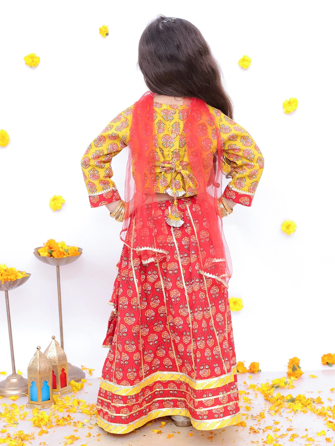 BownBee Festive Lehenga Choli & Kurta Pajama Sibling Set