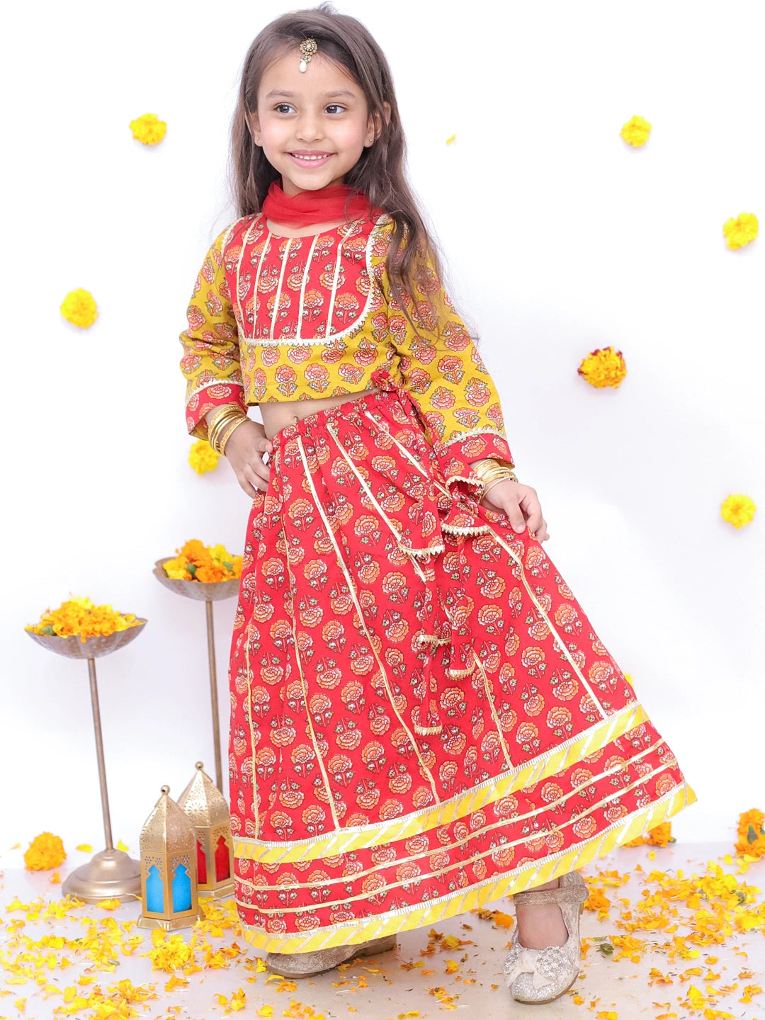 BownBee Festive Lehenga Choli & Kurta Pajama Sibling Set