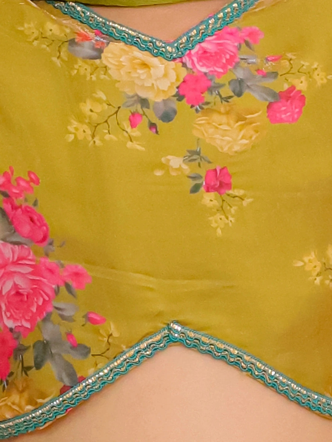 BownBee Flared Sleeves Lehenga Choli With Dupatta Set For Girls - Mustard