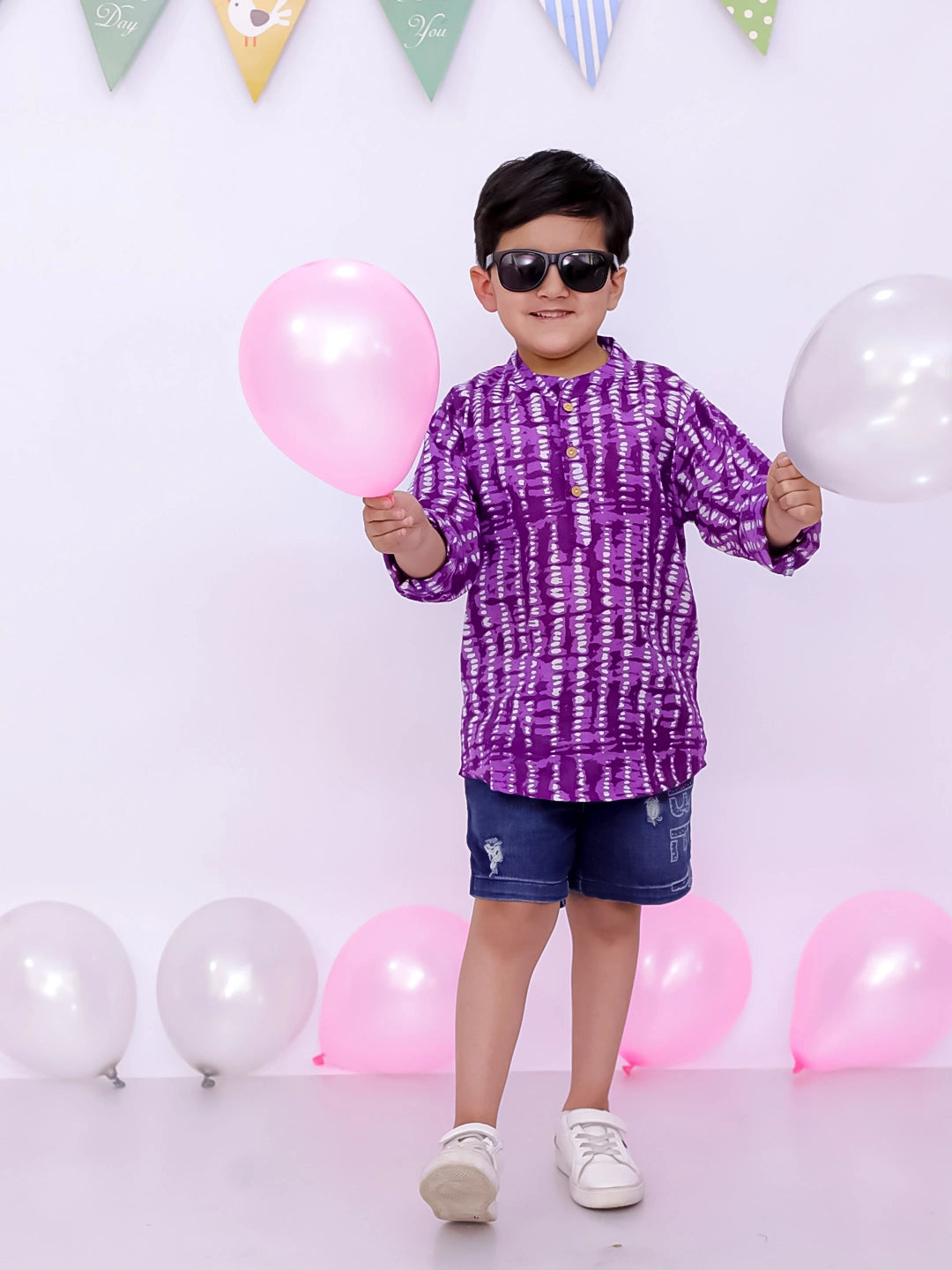 BownBee Ethnic Half Sleeves Pure Cotton Tie & Dye Kurta For Boys