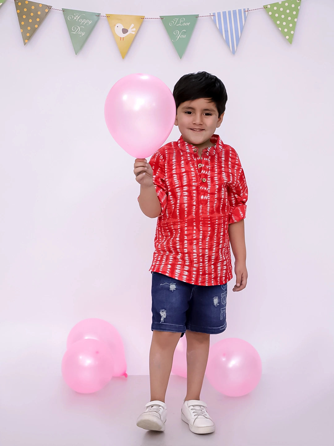 BownBee Ethnic Half Sleeves Pure Cotton Tie & Dye Kurta For Boys