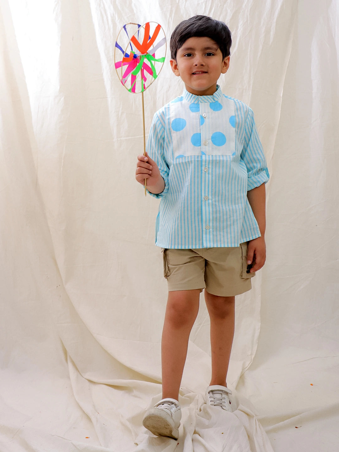 BownBee Summer Polka Dots Short Kurta & Top With Flared Pants Sibling Set