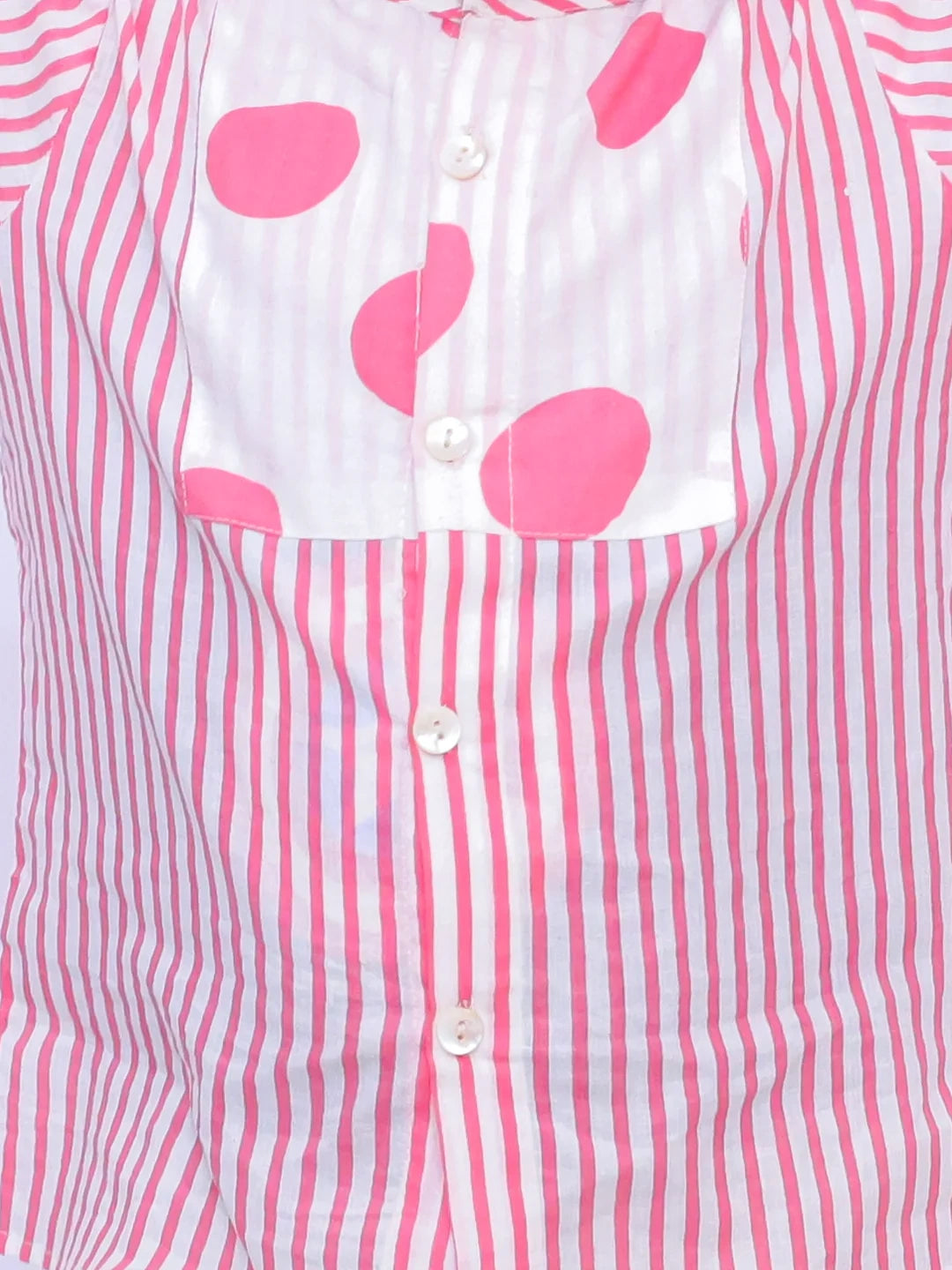 BownBee Summer Polka Dots Short Kurta & Top With Flared Pants Sibling Set