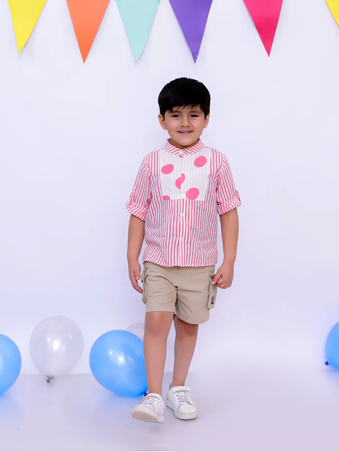 BownBee Summer Polka Dots Short Kurta & Top With Flared Pants Sibling Set