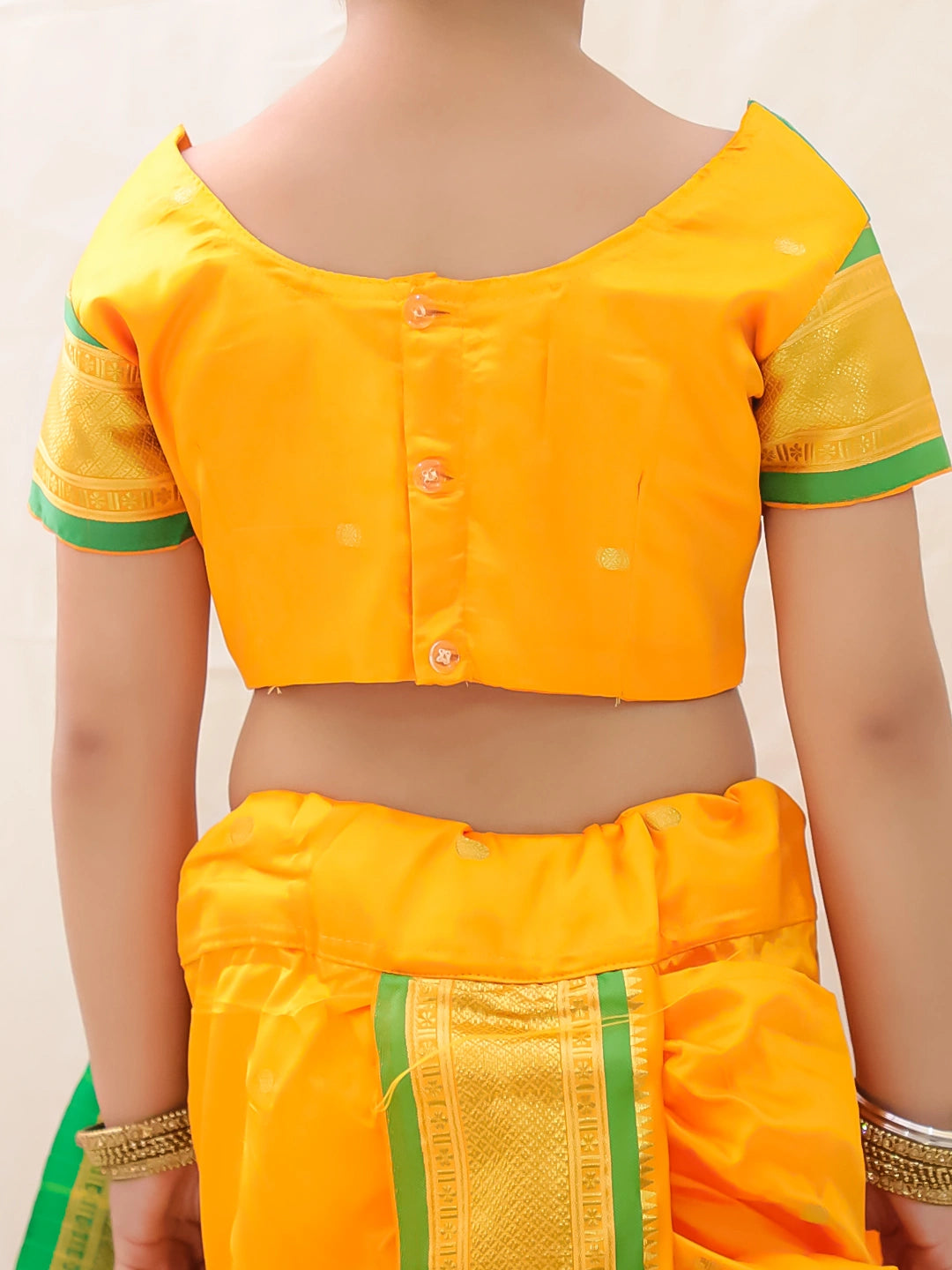 BownBee Ethnic Woven Design Ready To Wear Nauvari Saree For Girls