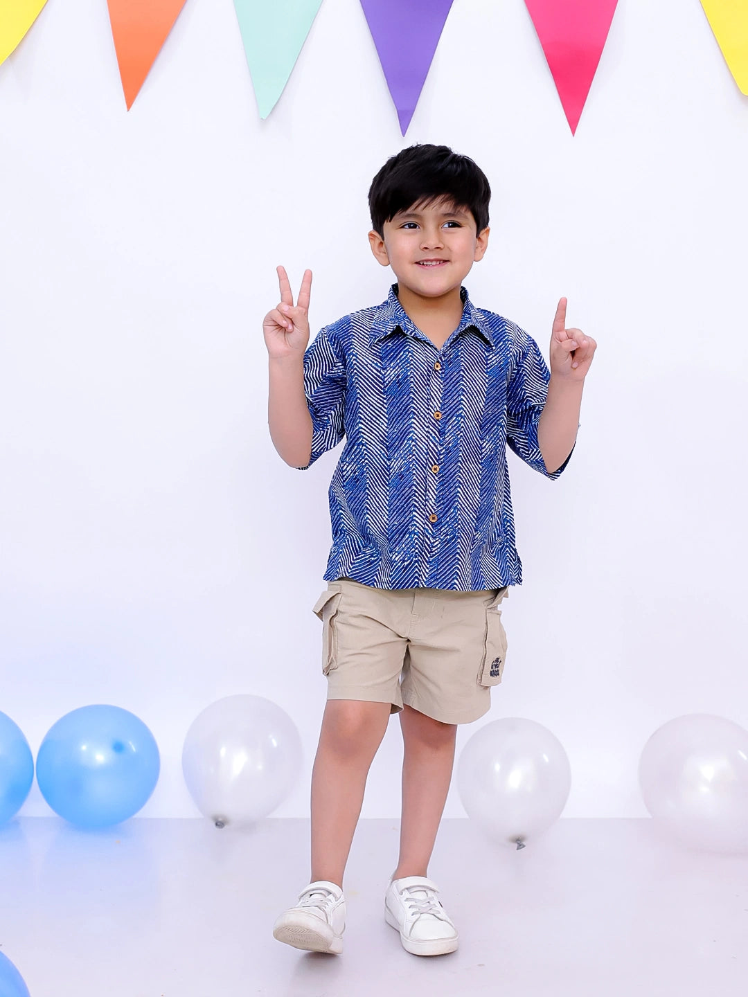 BownBee Ethnic Short Sleeve Pure Cotton Quirky Printed Shirt For Boys