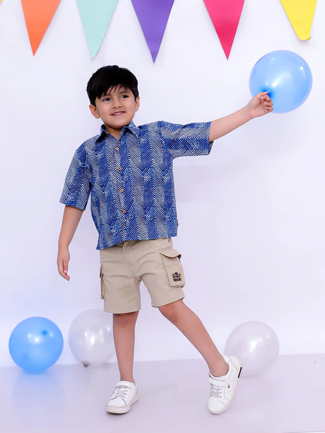 BownBee Ethnic Short Sleeve Pure Cotton Quirky Printed Shirt For Boys