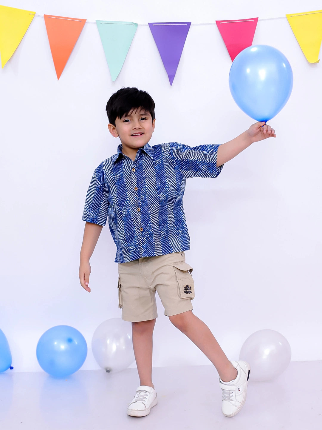 BownBee Ethnic Short Sleeve Pure Cotton Quirky Printed Shirt For Boys