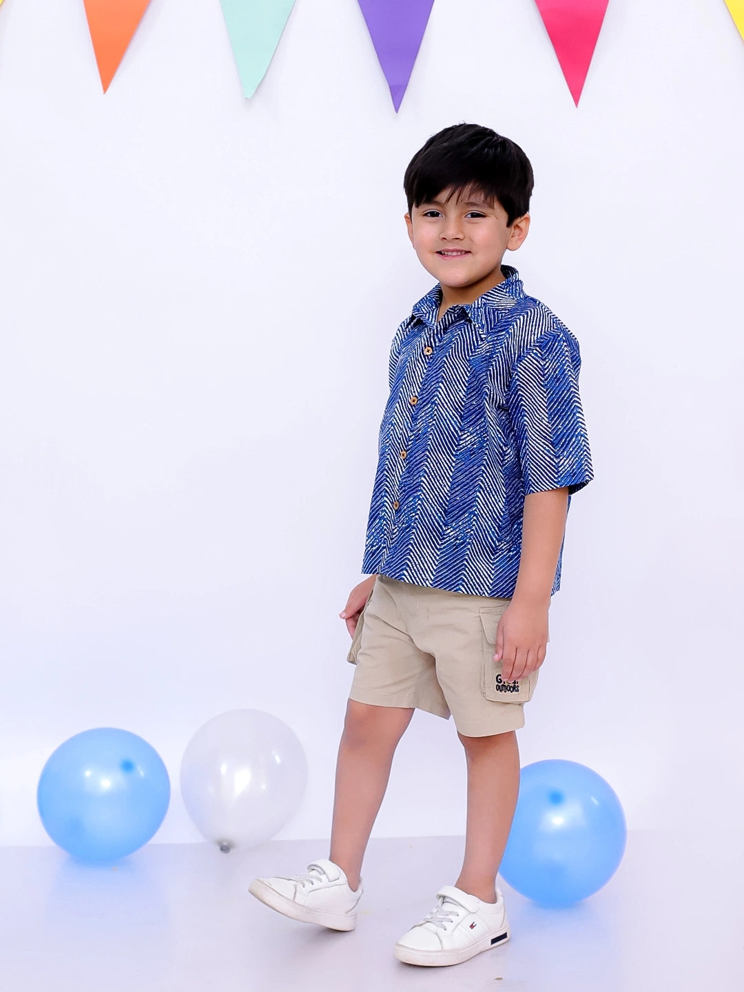 BownBee Ethnic Short Sleeve Pure Cotton Quirky Printed Shirt For Boys